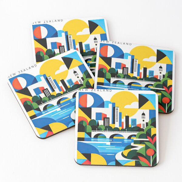 Item preview, Colorful geometric poster illustrating Hamilton, New Zealand, wi designed and sold by ckybe.