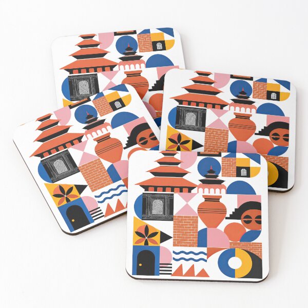 Item preview, Colorful geometric illustration celebrating Bhaktapur, Nepal, wi designed and sold by ckybe.