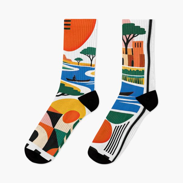 Item preview, Framed geometric travel poster depicting a colorful Niger designed and sold by ckybe.