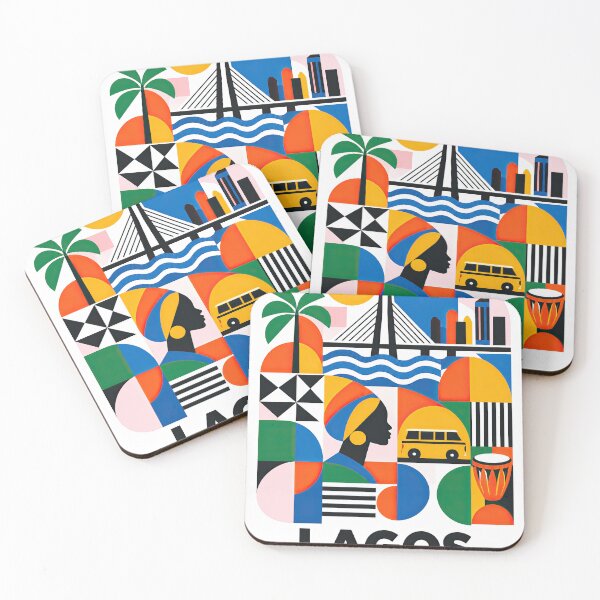 Item preview, Colorful geometric Lagos, Nigeria travel poster featuring a designed and sold by ckybe.