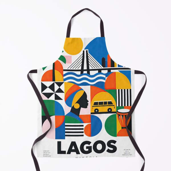 Aperçu de l'œuvre Colorful geometric Lagos, Nigeria travel poster featuring a créée et vendue par ckybe.