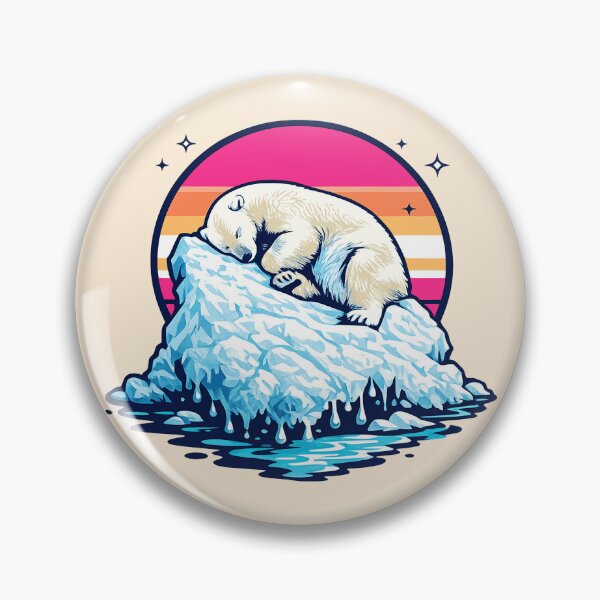 Item preview, Retrowave Sleeping Polar Bear Melting Iceberg Synthwave Sunset designed and sold by KungPowUnicorn.