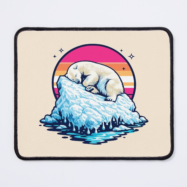 Item preview, Retrowave Sleeping Polar Bear Melting Iceberg Synthwave Sunset designed and sold by KungPowUnicorn.