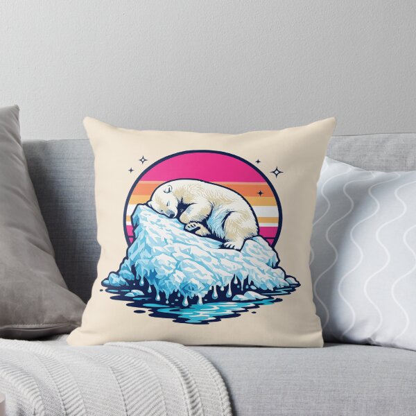 Item preview, Retrowave Sleeping Polar Bear Melting Iceberg Synthwave Sunset designed and sold by KungPowUnicorn.