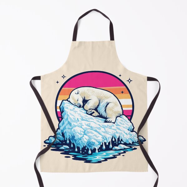 Item preview, Retrowave Sleeping Polar Bear Melting Iceberg Synthwave Sunset designed and sold by KungPowUnicorn.
