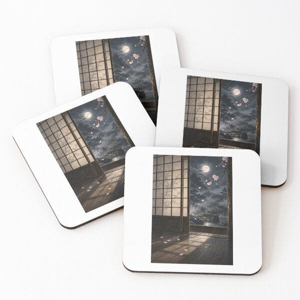 Item preview, Sakura Beyond the Shoji – Moonlit Japanese Cherry Blossom Art designed and sold by yuryu14yutaka.