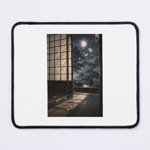 Item preview, Sakura Beyond the Shoji – Moonlit Japanese Cherry Blossom Art designed and sold by yuryu14yutaka.