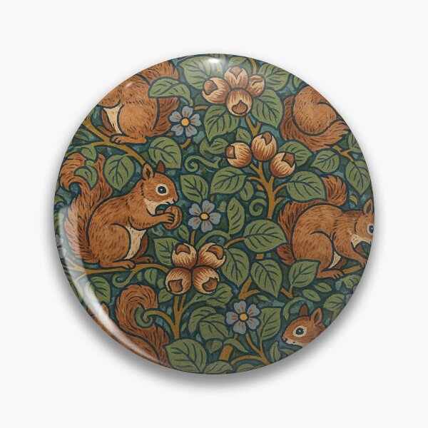 Item preview, Morris Inspired Hazelnut & Squirrel Pattern – Arts and Crafts Woodland Botanical Design designed and sold by Tamas Das.
