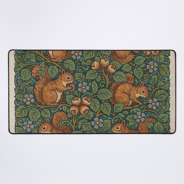 Item preview, Morris Inspired Hazelnut & Squirrel Pattern – Arts and Crafts Woodland Botanical Design designed and sold by Tamas Das.