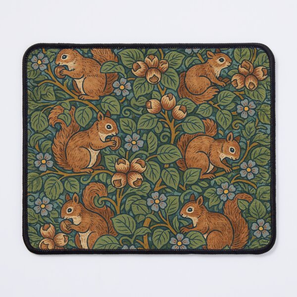 Item preview, Morris Inspired Hazelnut & Squirrel Pattern – Arts and Crafts Woodland Botanical Design designed and sold by Tamas Das.
