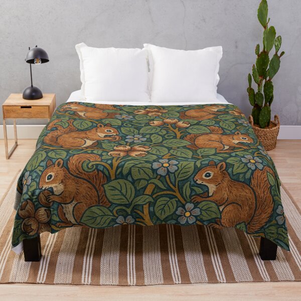 Item preview, Morris Inspired Hazelnut & Squirrel Pattern – Arts and Crafts Woodland Botanical Design designed and sold by Tamas Das.