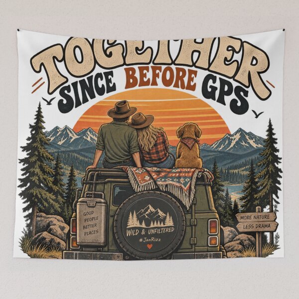 Item preview, Together Since Before GPS – Retro Outdoor Couple Adventure designed and sold by JanRizz.