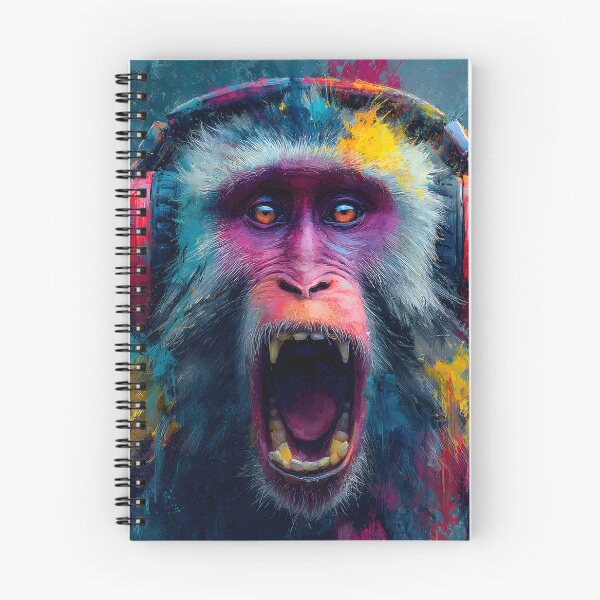 Item preview, DJ Monkey Screaming with Headphones Colorful Graffiti Abstract Art designed and sold by GrinGalore.