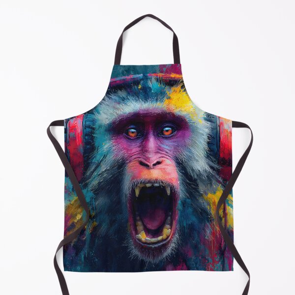 Item preview, DJ Monkey Screaming with Headphones Colorful Graffiti Abstract Art designed and sold by GrinGalore.