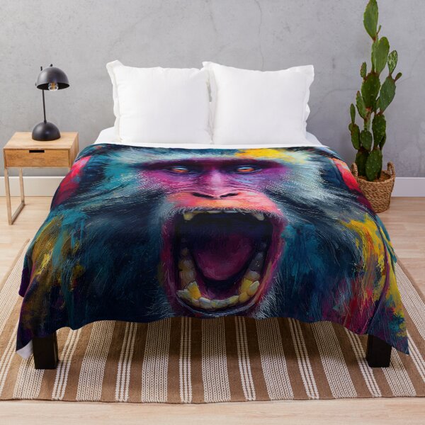 Item preview, DJ Monkey Screaming with Headphones Colorful Graffiti Abstract Art designed and sold by GrinGalore.