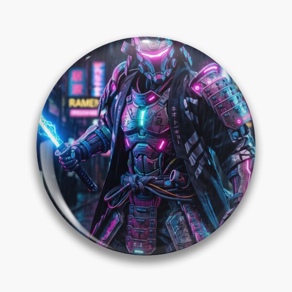 Item preview, Electric Neo-Tokyo: Vibrant Cyberpunk Samurai designed and sold by Zen Motif Japan.