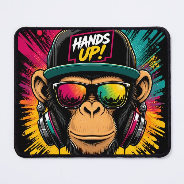 Item preview, Cool DJ Monkey with Headphones Hands Up Pop Art designed and sold by GrinGalore.