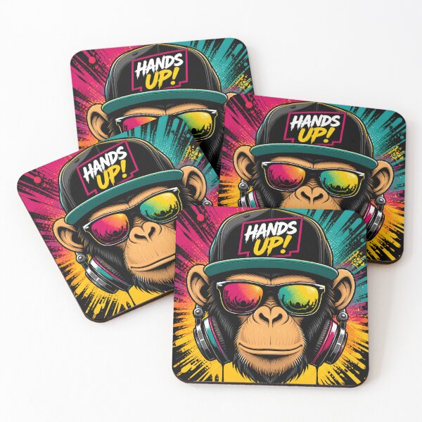 Item preview, Cool DJ Monkey with Headphones Hands Up Pop Art designed and sold by GrinGalore.