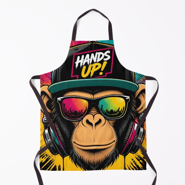 Item preview, Cool DJ Monkey with Headphones Hands Up Pop Art designed and sold by GrinGalore.