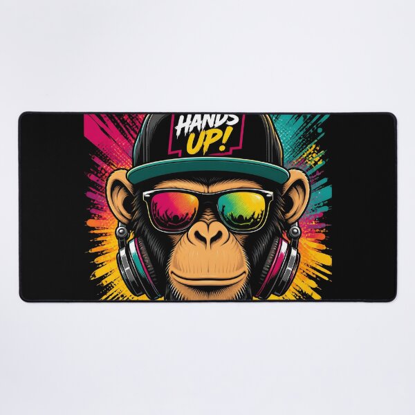 Item preview, Cool DJ Monkey with Headphones Hands Up Pop Art designed and sold by GrinGalore.