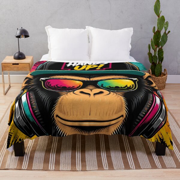 Item preview, Cool DJ Monkey with Headphones Hands Up Pop Art designed and sold by GrinGalore.