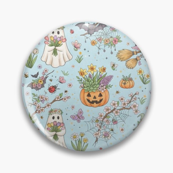 Item preview, Pastel Spooky Spring Halloween Kawaii Floral Pattern designed and sold by ZyVoAli.