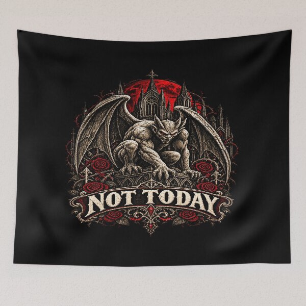 Item preview, Not Today Gargoyle – Gothic Cathedral Dark Fantasy designed and sold by TheInkRaven.