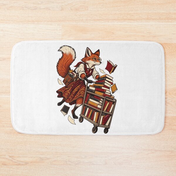 Item preview, Fox Librarian Racing with a Book Cart designed and sold by SiripornSeaynng.