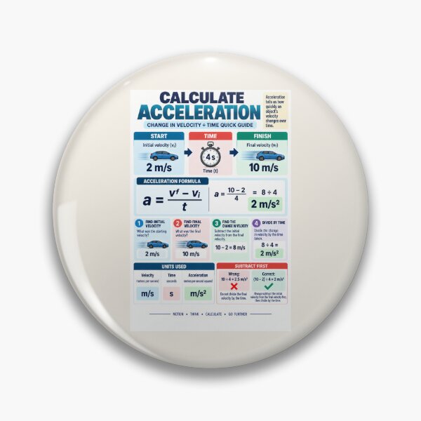 Item preview, Calculate Acceleration – Change in Velocity ÷ Time Science Classroom Poster designed and sold by astersgraphics.