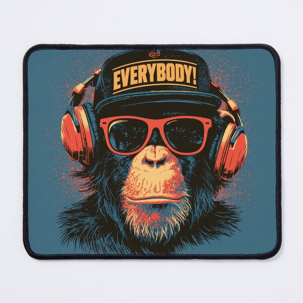 Item preview, DJ Monkey with Headphones EVERYBODY Pop Art designed and sold by GrinGalore.