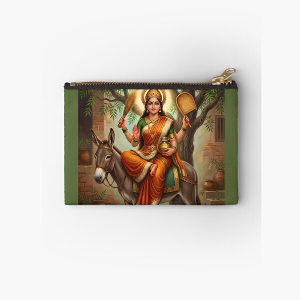 Item preview, Sheetla Mata Riding Donkey Devotional Art designed and sold by hutofdesigns.