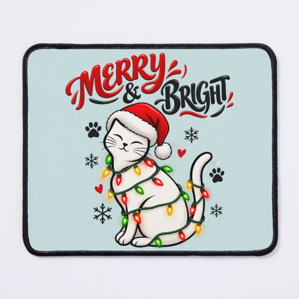 Item preview, Merry Bright Christmas Cat Graphic designed and sold by ShivCraftStudio.