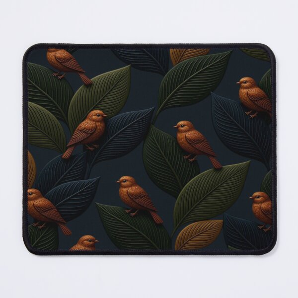 Item preview, Ornate Bronze Birds on Textured Dark Leaves - Moody Botanical Art designed and sold by Breezes-of-Ida.