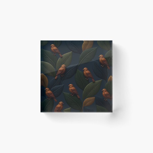 Item preview, Ornate Bronze Birds on Textured Dark Leaves - Moody Botanical Art designed and sold by Breezes-of-Ida.