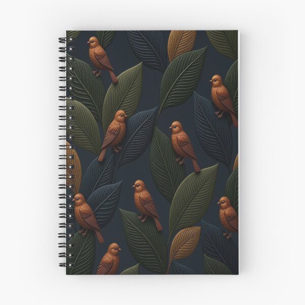 Item preview, Ornate Bronze Birds on Textured Dark Leaves - Moody Botanical Art designed and sold by Breezes-of-Ida.