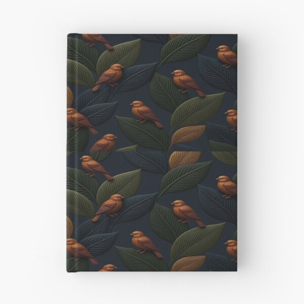 Item preview, Ornate Bronze Birds on Textured Dark Leaves - Moody Botanical Art designed and sold by Breezes-of-Ida.