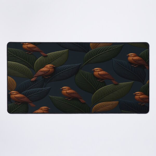 Item preview, Ornate Bronze Birds on Textured Dark Leaves - Moody Botanical Art designed and sold by Breezes-of-Ida.