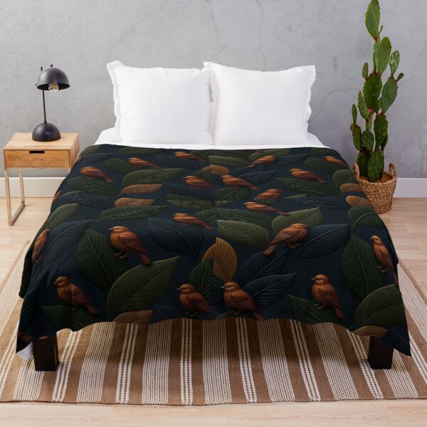 Item preview, Ornate Bronze Birds on Textured Dark Leaves - Moody Botanical Art designed and sold by Breezes-of-Ida.