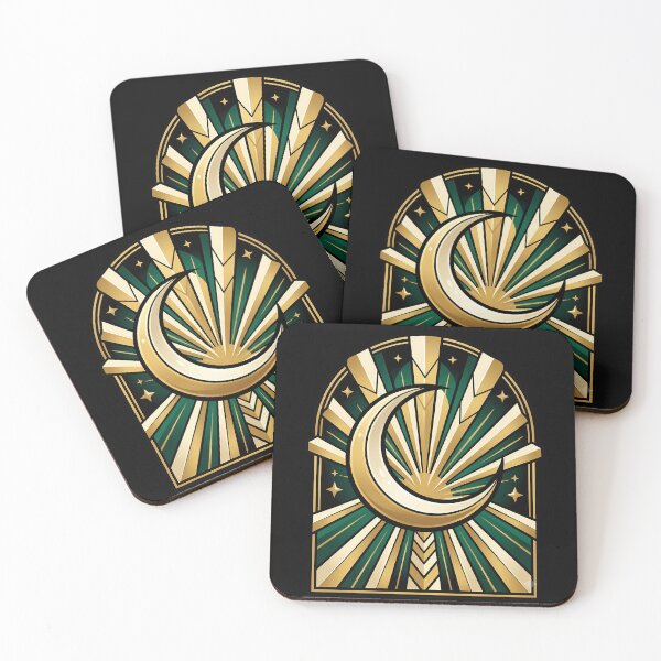 Item preview, Neo Deco Gold Sunburst Moon Sticker designed and sold by Fun2Fentastic.