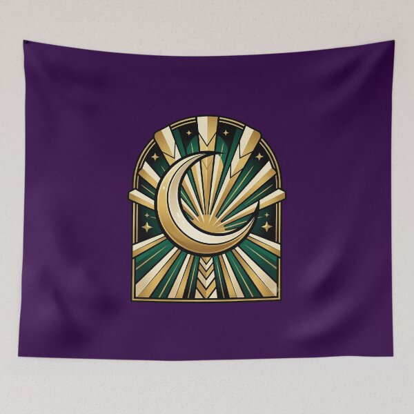 Item preview, Neo Deco Gold Sunburst Moon Sticker designed and sold by Fun2Fentastic.