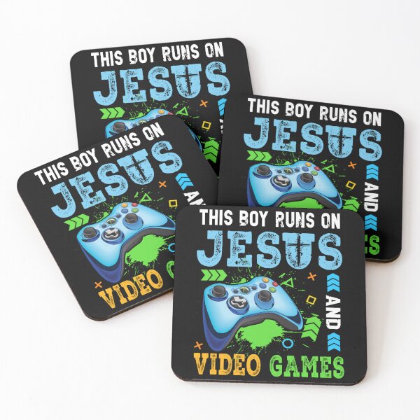 Item preview, This Boy Runs on Jesus and Video Games Christian Gamer designed and sold by ALICIAxGONZALEZ.