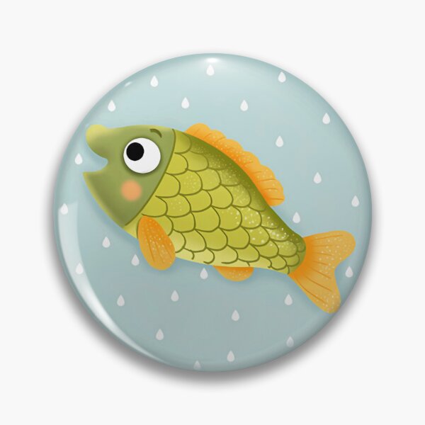 Item preview, Cute Little Fish Round Badge Kawaii Aquatic Animal Graphic designed and sold by Sincoxdesign.