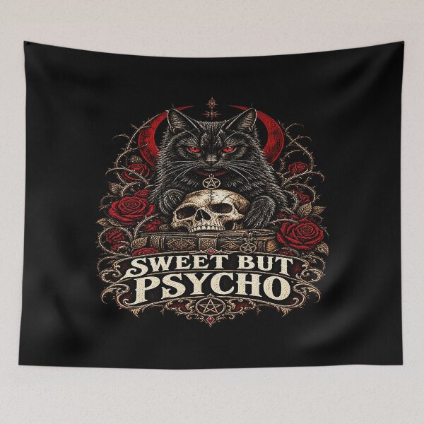 Item preview, Sweet But Psycho Gothic Cat designed and sold by TheInkRaven.