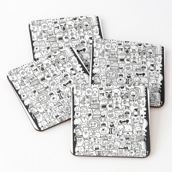 Item preview, Laughing Doodle Monsters - Happy Funny Creatures Pattern designed and sold by Vivid Pixel Studio.