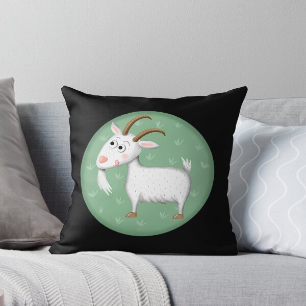 Item preview, Cute White Goat Round Badge Whimsical Farm Animal Graphic designed and sold by Sincoxdesign.