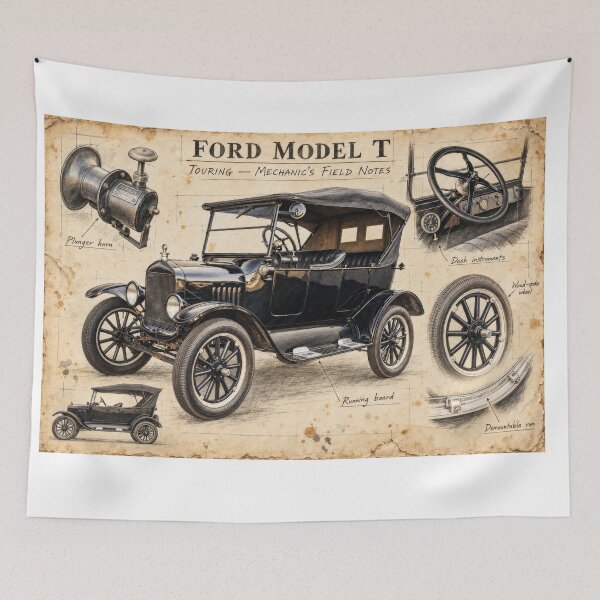 Item preview, Ford Model T Touring – Vintage Mechanic’s Sketchbook designed and sold by Russell Thorne.