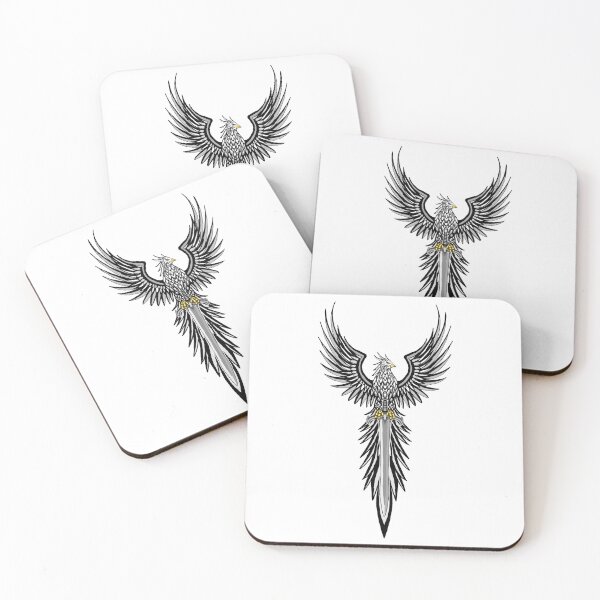 Item preview, Majestic Silver Phoenix with Fantasy Knight Sword Crest designed and sold by URSM.