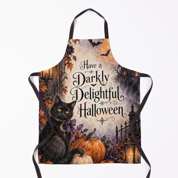 Item preview, Have a Darkly Delightful Halloween – Gothic Black Cat & Haunted Castle designed and sold by blankTeeShirt.