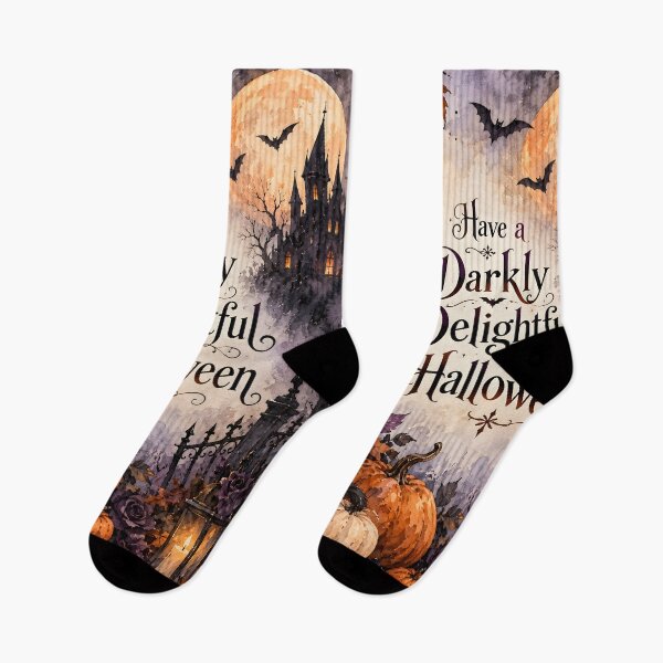 Item preview, Have a Darkly Delightful Halloween – Gothic Black Cat & Haunted Castle designed and sold by blankTeeShirt.