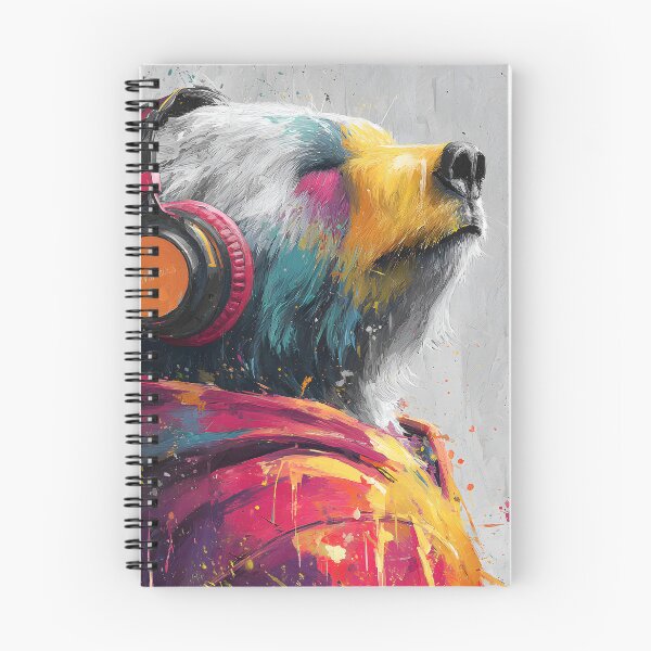 Item preview, Dj Bear Grizzly with Headphones Colorful Abstract Music Art designed and sold by GrinGalore.